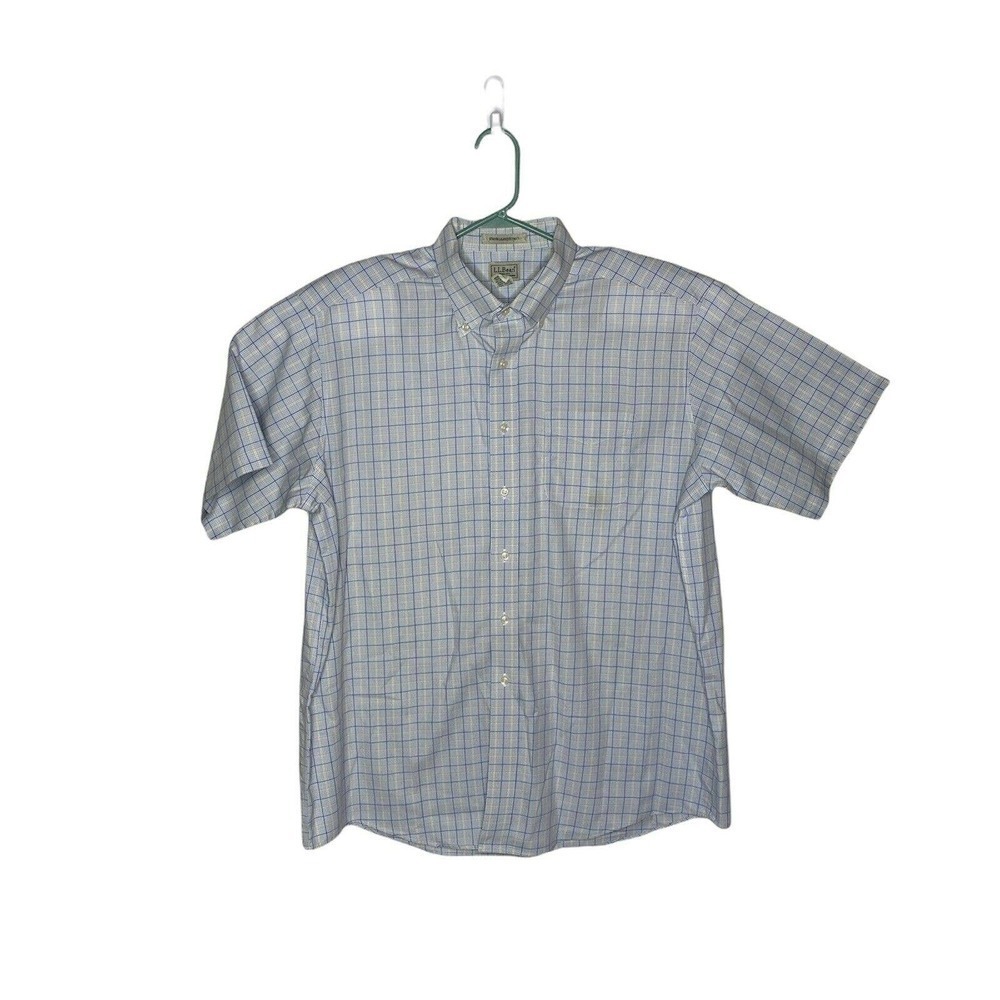 LL Bean Mens Wrinkle Resistant Short Sleeve Button Down Shirt SZ XL